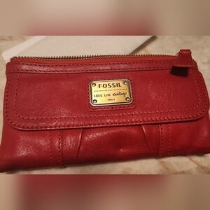 Fossil Red Leather Women's Clutch
